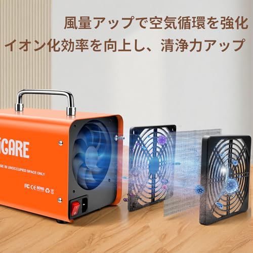 オゾン発生器【PSE認証済】60000mg/h 業務用 オゾン脱臭機 家庭用空気清浄機 電子ディスプレイ搭載 オゾン 脱臭機 サイクルモード付き 空気用O3発生器 回転式ノブ操作 120分タイマー付き 脱臭装置 消臭 除菌【日本仕様・電気用品 e206550e
