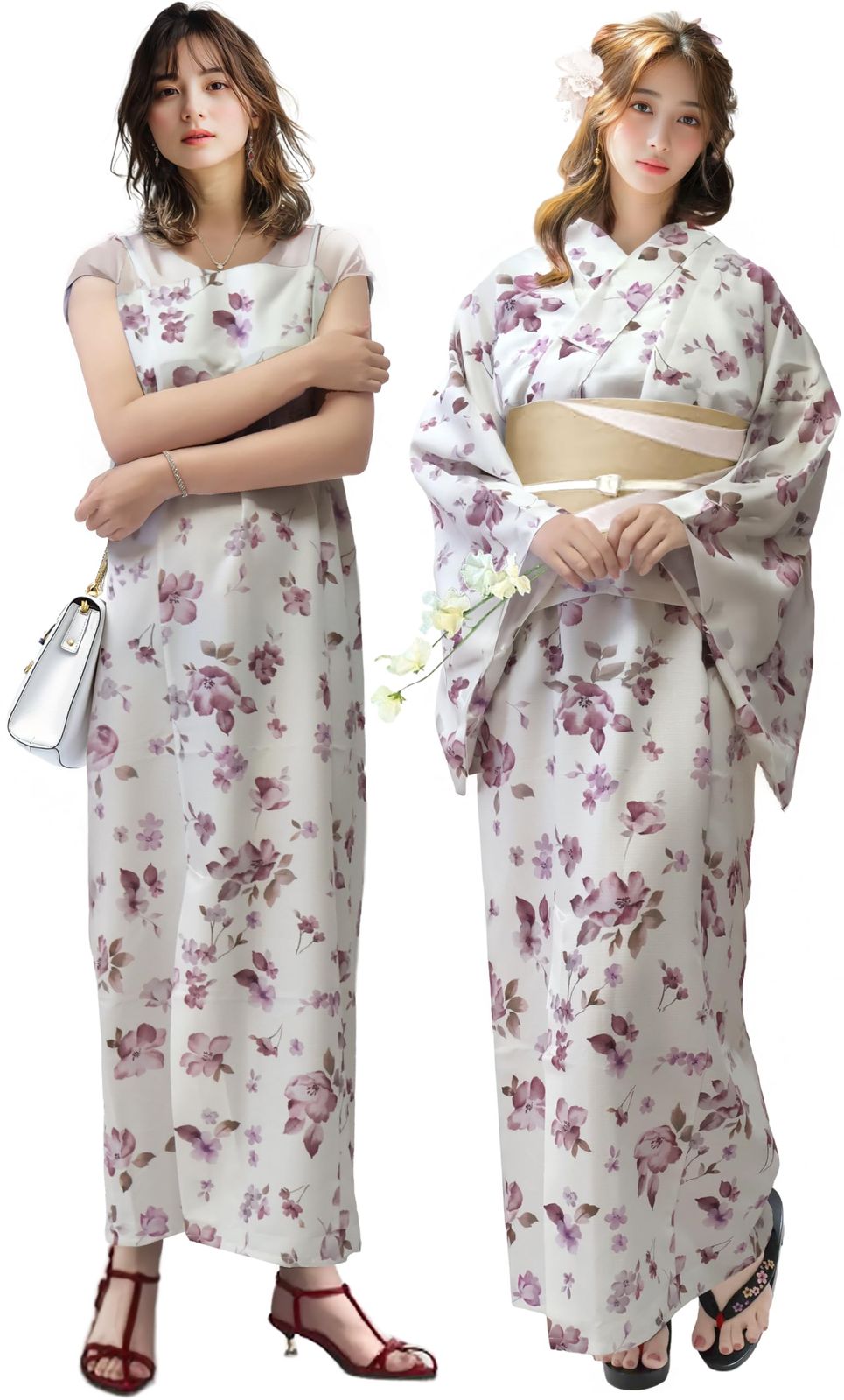 [Aletta domani] 浴衣 レディース 2点セット ワンピース 浴衣帯 セット 半幅帯 リバーシブル 古典柄 花火大会★ c691b2bf
