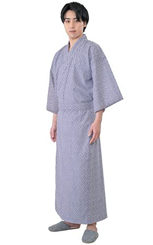 [あい藍] メンズ ガーゼゆかた 日本製 綿100% 二重合わせガーゼ 帯付き 旅館浴衣 ねまき 柄おまかせ★ 9fa19591
