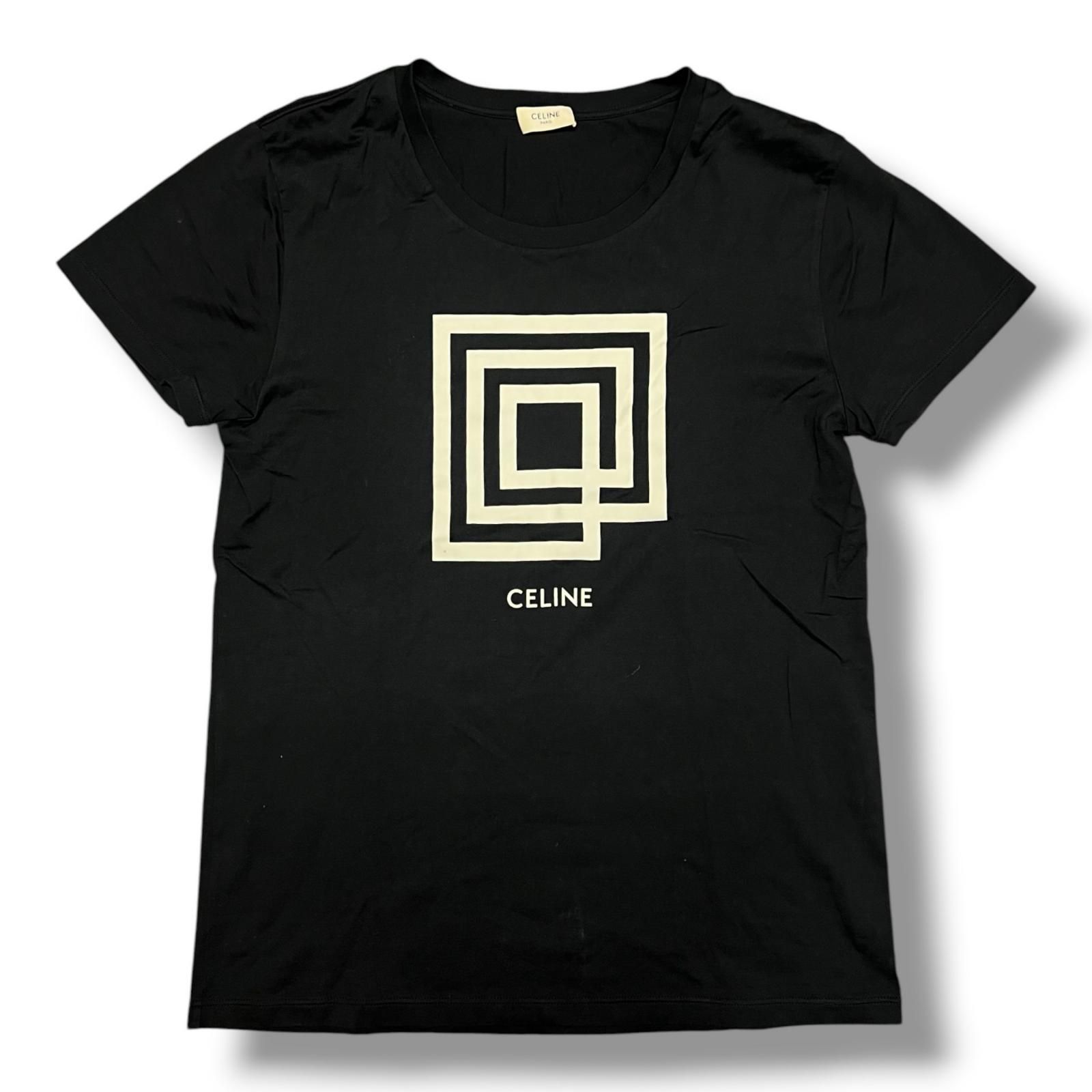 国内正規 CELINE 19SS Labyrinthe Show Invitation Tee ラビリンスショーインヴィテーションTシャツ 半袖カットソー セリーヌ 2X308605G ブラック S （5568M）