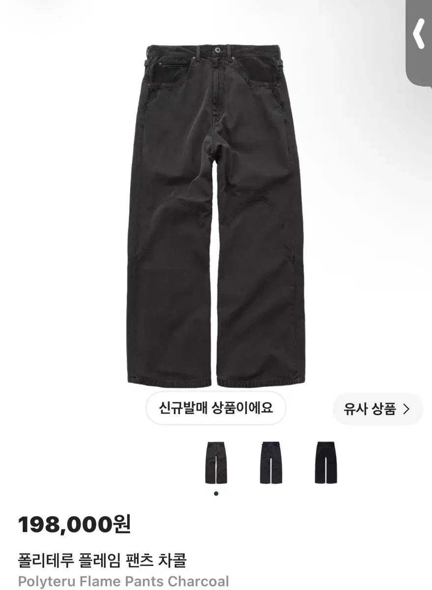 4) POLYTERU フレイム パンツ チャコール 新品