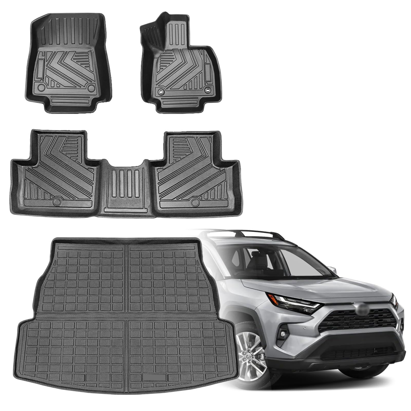 新品 BIGKON フロアマット+トランクマット 適合対応トヨタ RAV4 50系（ガソリン車専用） 2019年~現行 RAV4 XA50型 フロアマット＆ラゲージマットセット 3D立体設計 防水 汚れ防止 滑り防止 傷防止 内装保護パーツ 洗浄簡単 取付簡単
