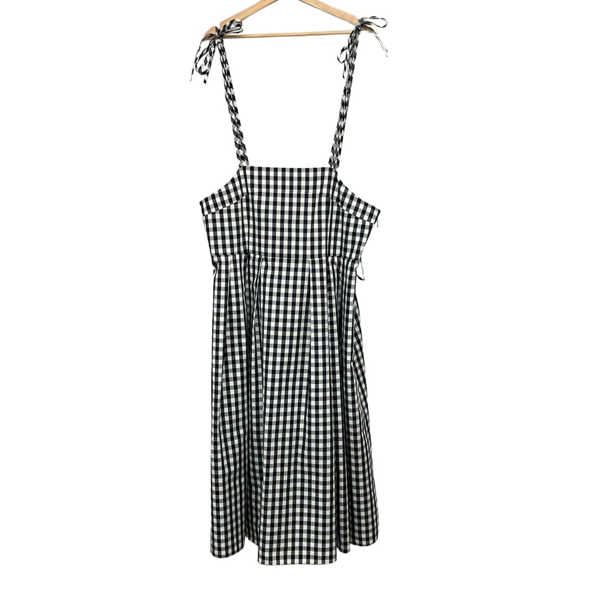 ローズティアラ ワンピース サイズ42 L レディース美品 - 白×黒 ノースリーブ/ロング/シャンタンビスチェワンピース/チェック柄