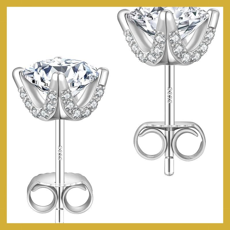 KRKCモアサナイト ピアス：ピアス ギフト 誕生日ギフト シルバー925 0.3ct/0.5ct 金属アレルギー対応 ダイヤモンド 華奢モアッサナイト キラキラ レディースジュエリー 両耳用 Dカラー VVS1 クリスマスプレゼント GRA証明カード付き（ロ