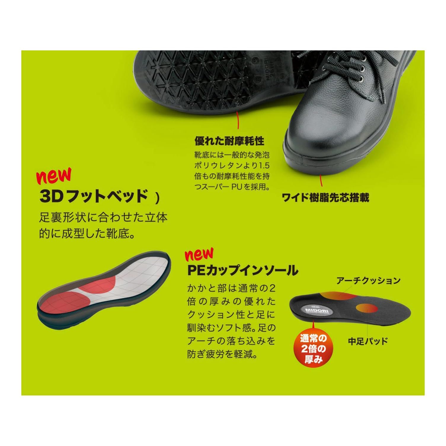 新品 [ミドリ安全] ハイグリップセフティ 静電安全靴 JIS規格 短靴 耐滑 つまずき防止 衝撃吸収 HGS510 静電 ブラック 24.5 cm