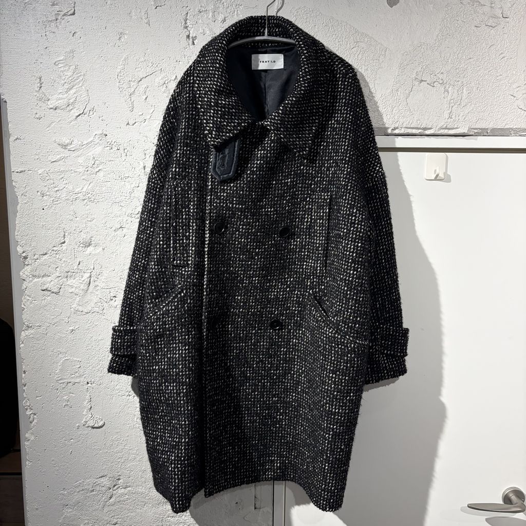 FRAY I.D フレイ アイディー 24AW バルマカンハーフコート FWFC244070 ブラック&ホワイト SIze:0【表参道B05】