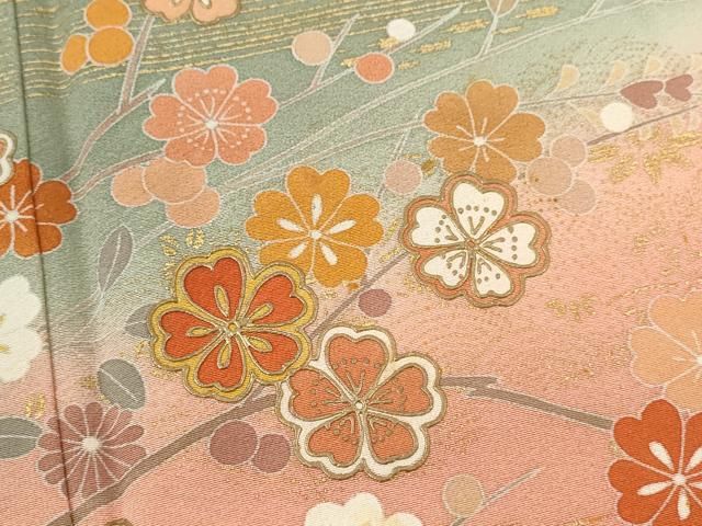 平和屋着物□高級染元 粋峰 林芳夫 京加賀友禅 訪問着 枝花文 暈し染め 