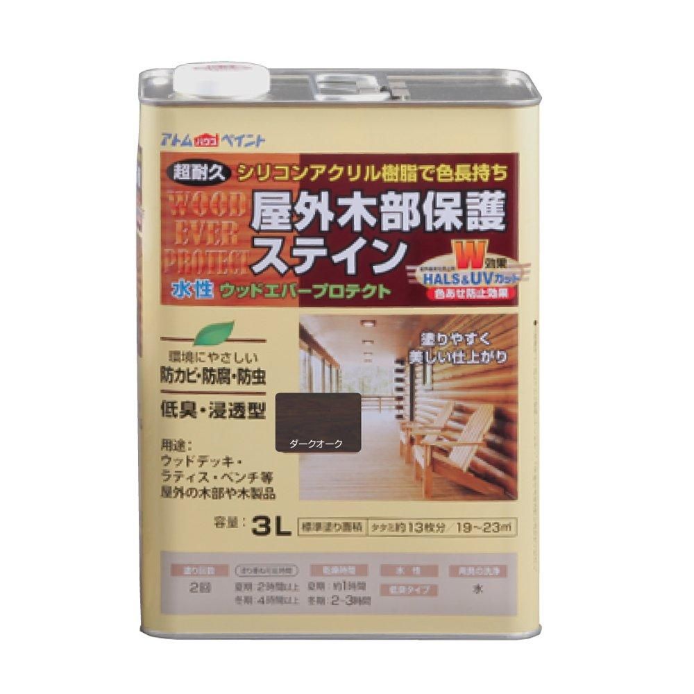 【新品・2営業日で発送】アトムサポート アトムハウスペイント 水性ウッドエバープロテクト(耐久ステイン) 3L ダークオーク