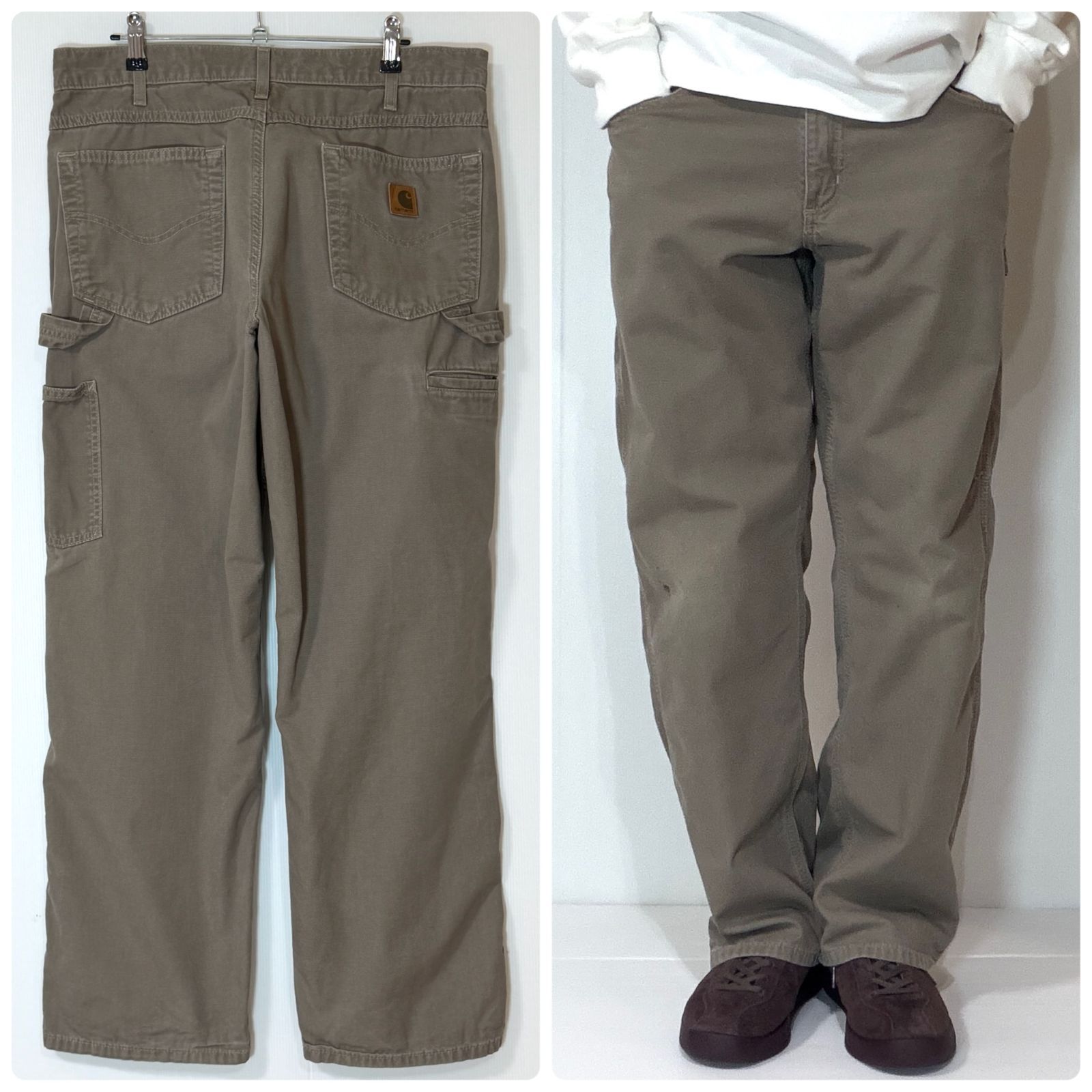 希少カラー ゴールデンサイズ Carhartt カーハート ライトダック ペインターパンツ B159 MUS LOOSE FIT W34L30 マッシュルーム ブラウン系 ルーズフィット 極太 ワークパンツ フェード ワイドバギー US企画p26053606