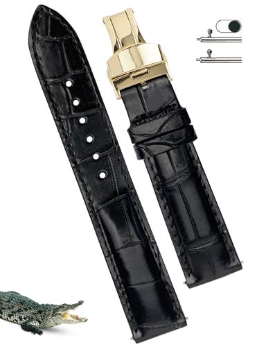 ☆新品☆[vinacreations] クロコダイル腕時計ベルト Dバックル メンズ ワニ交換用時計バンドクイックリリースバネ棒 腕首 ディーバックル付きストラップ 男性用 ハンドメイド 手作り 28c5a921