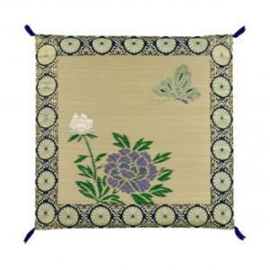 【新品・4営業日で発送】鹿田産業 い草 御前座布団 蝶二牡丹 70cm×70cm MA008 (2300669)