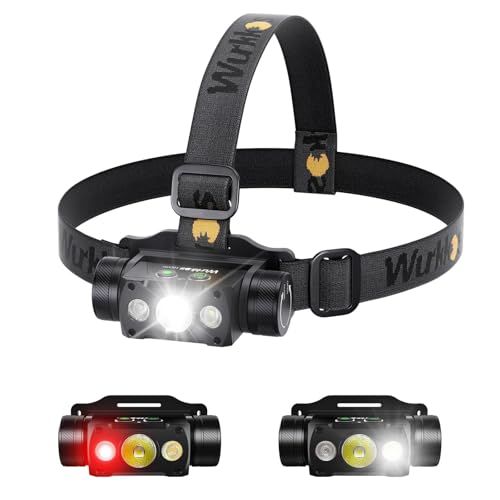 Wurkkos HD50 Led ヘッドライト 充電式 高輝度4000ルーメン 293メートル 白＆赤 フラッド&スポットライト,角度調整可能,IP67防水 磁性テールカバー 小型 超軽量 登山 キャンプ 散歩 アウトドア 災害 作業 夜釣り bcb473cd