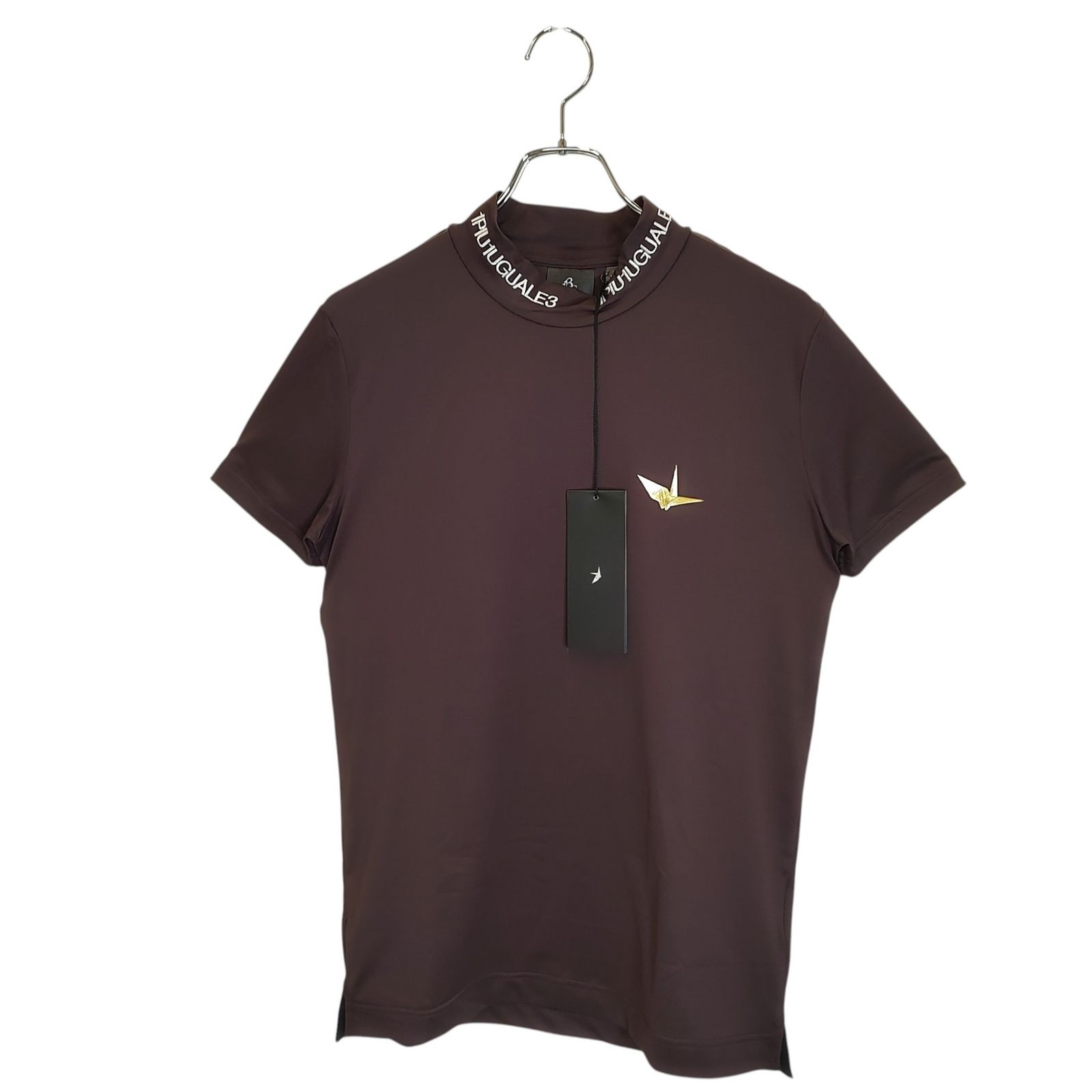 1PIU1UGUALE3 GOLF ウノピゥウノウグァーレトレ ゴルフ 半袖 モックネック Tシャツ GRT050-POE203 3 S ブラウン メンズ