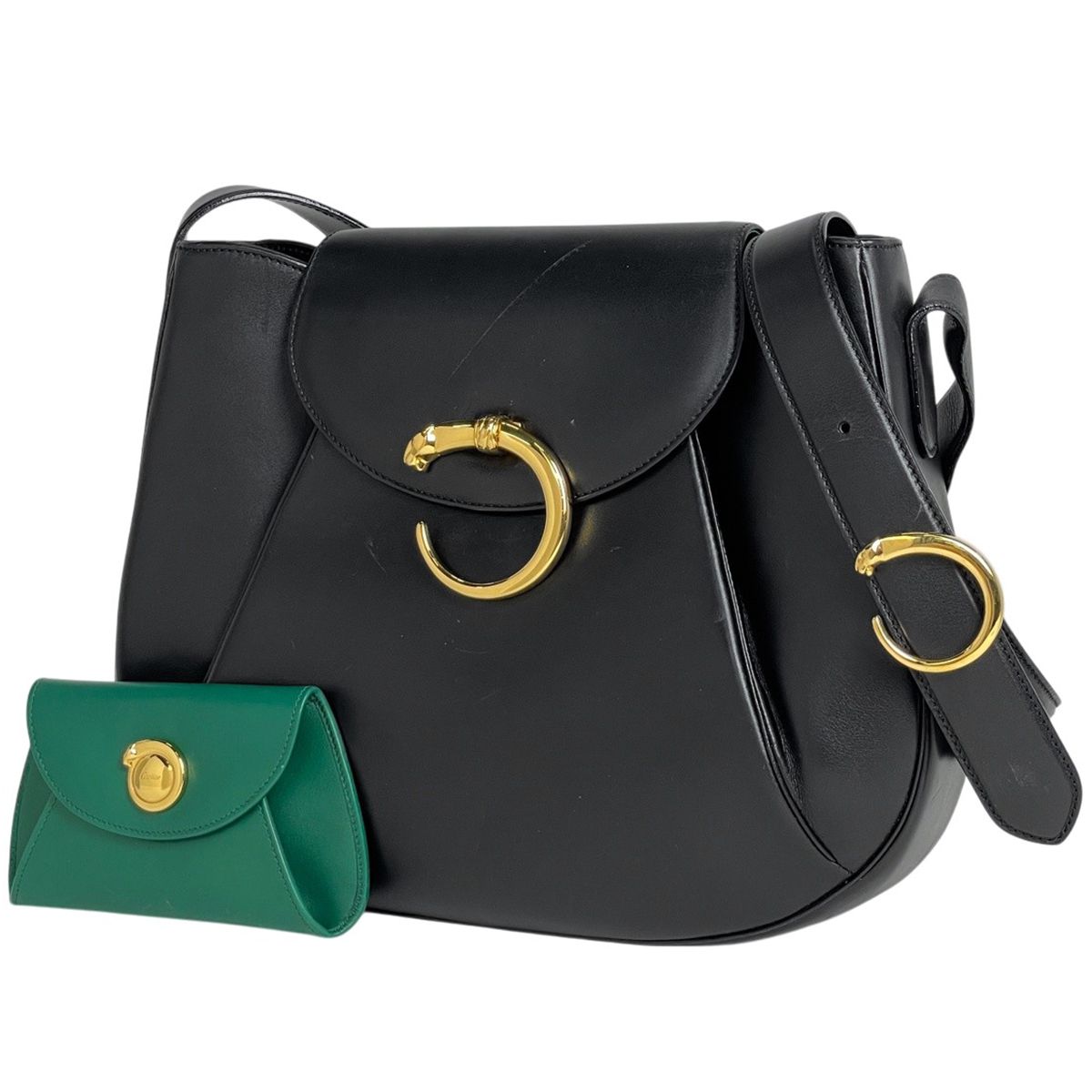 カルティエ CARTIER パンテール ショルダーバッグ レザー ブラック レディース 【中古】
