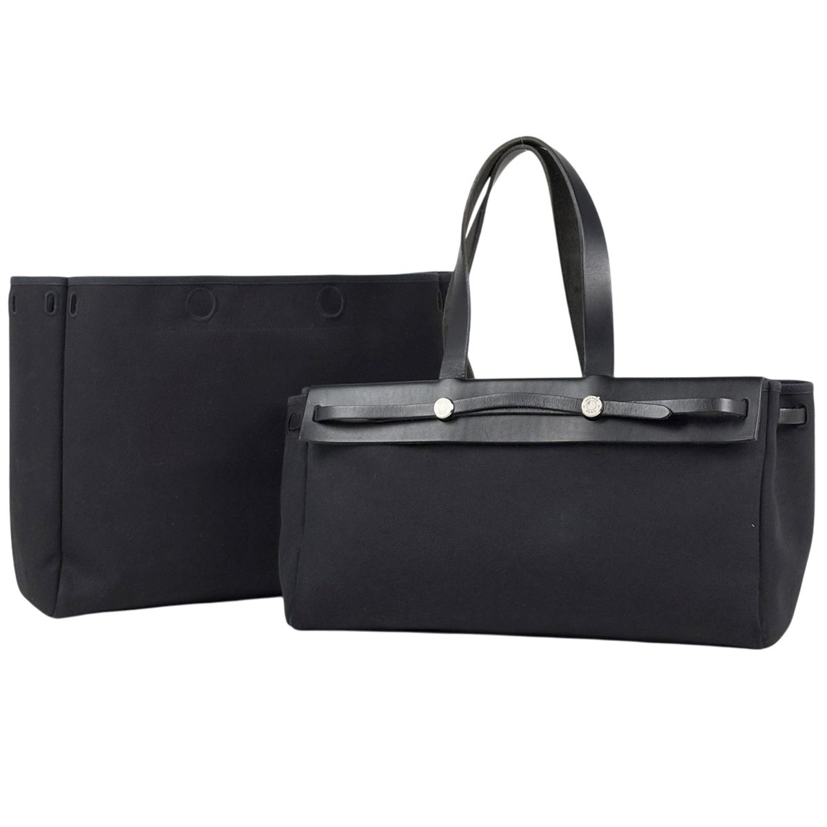 エルメス HERMES エールバッグ カバスMM 2WAY ショルダーバッグ トートバッグ トワルオフィシエ ブラック □G レディース 【中古】