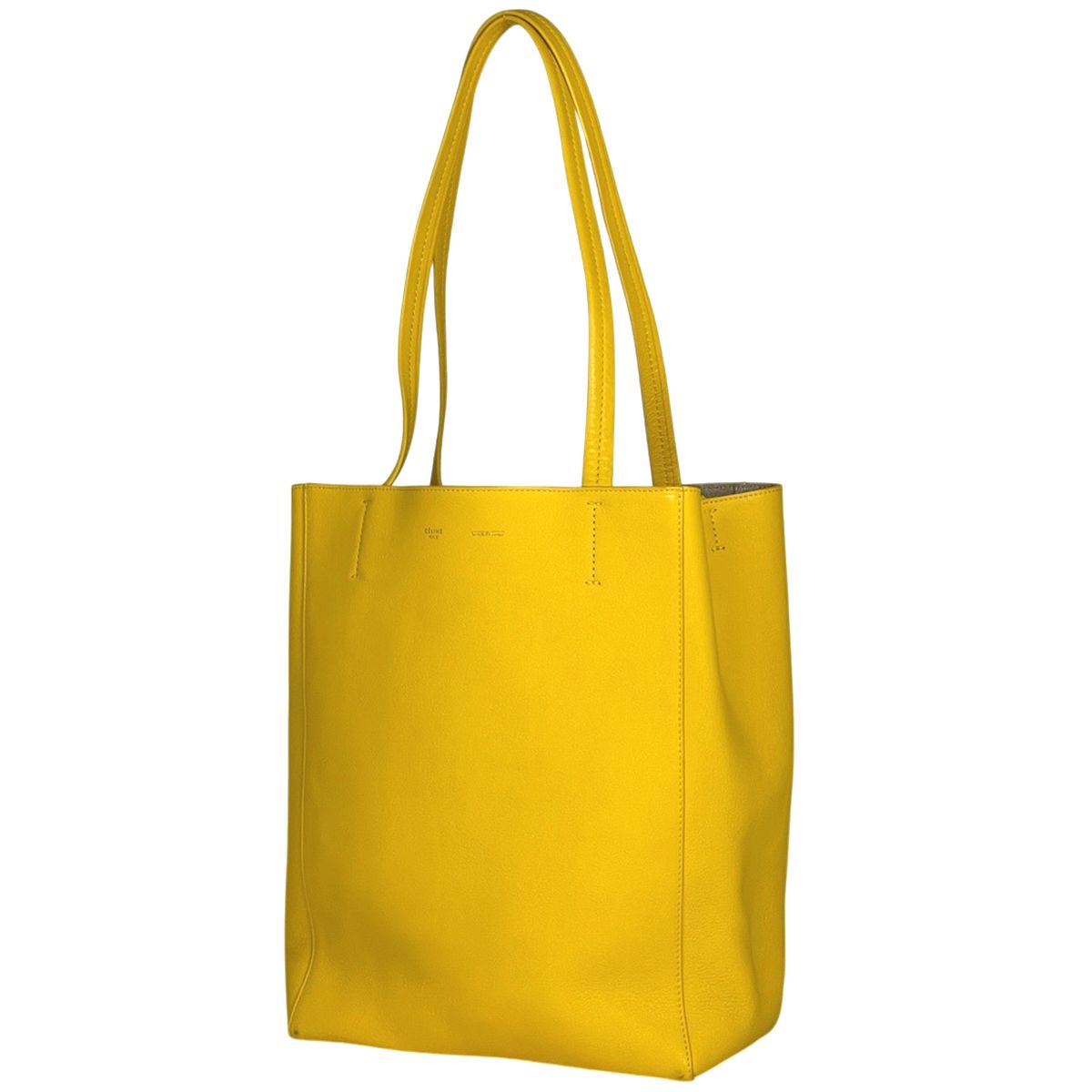 セリーヌ CELINE カバファントム トートバッグ ロゴ ショルダーバッグ レザー イエロー レディース 【中古】