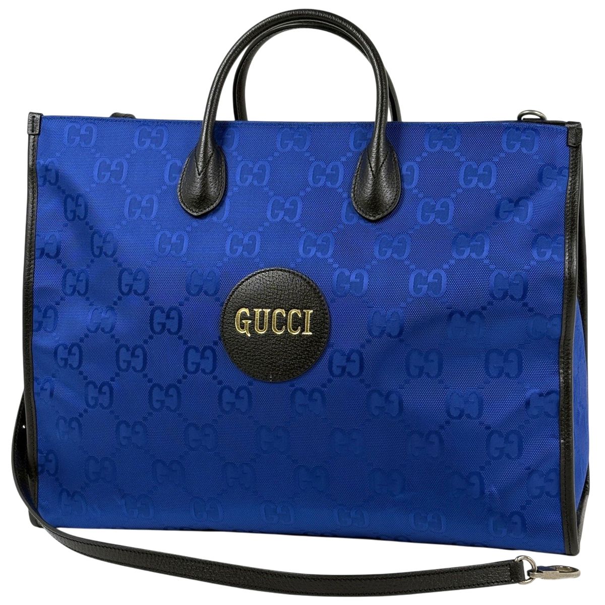 グッチ GUCCI オフ ザ グリッド トートバッグ 2WAY ナイロン ブルー ブラック 630353 レディース 【中古】
