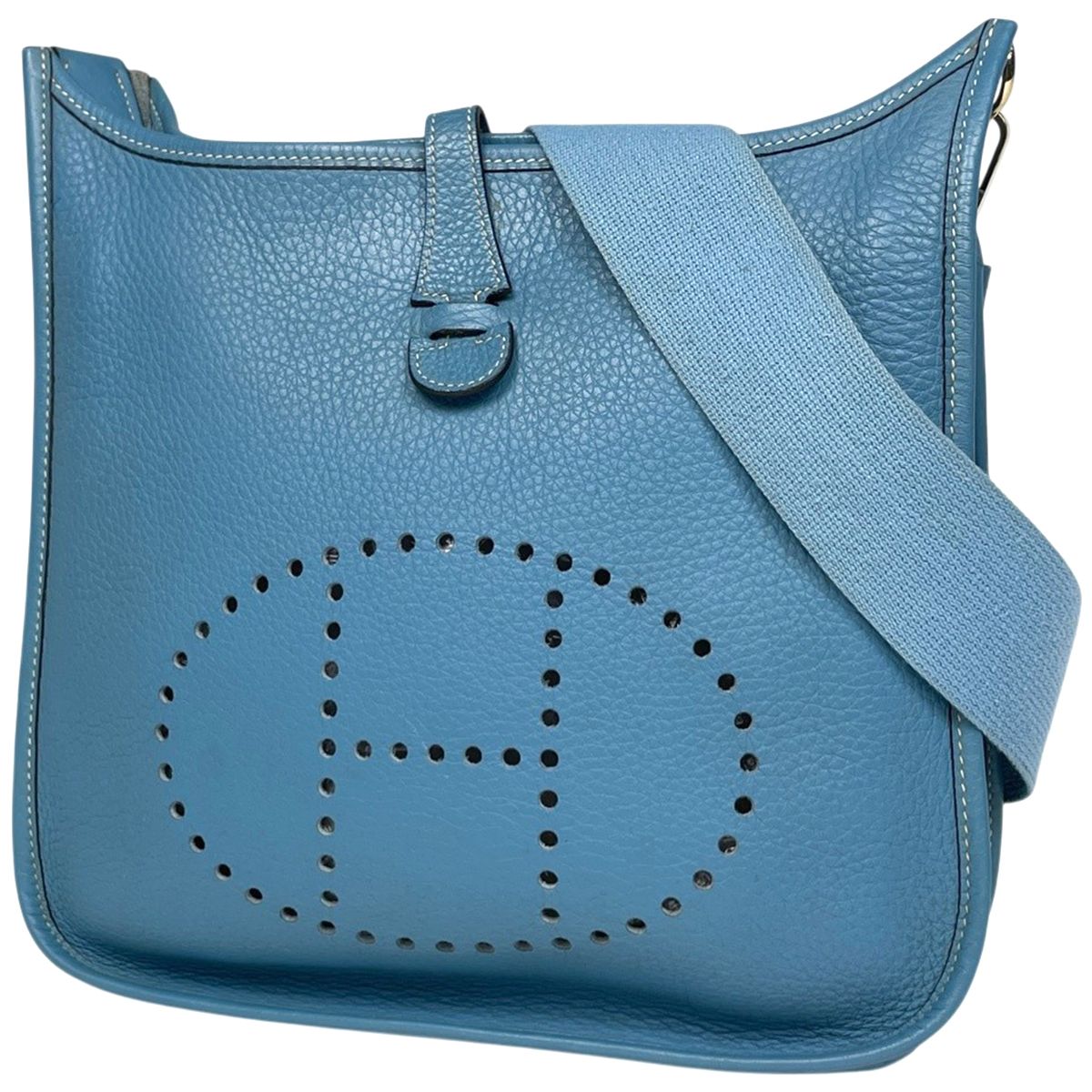 エルメス HERMES エヴリン2 PM パンチング Hロゴ ショルダーバッグ トリヨンクレマンス ブルージーン □I レディース 【中古】