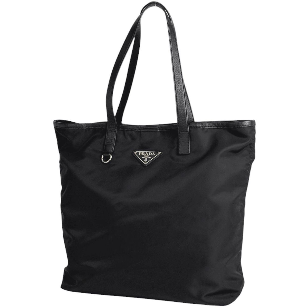 プラダ PRADA ロゴプレート トートバッグ ナイロン ネロ(ブラック) レディース 【中古】