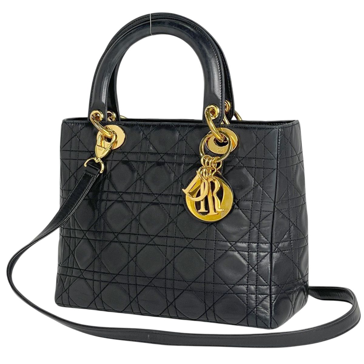 クリスチャンディオール Christian Dior レディディオール 2WAY ショルダーバッグ カナージュ ハンドバッグ レザー ブラック レディース 【中古】 139,000円
