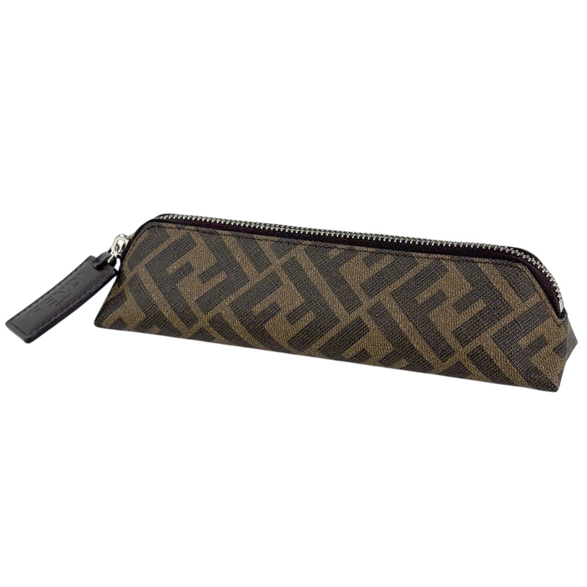 フェンディ FENDI ズッカ柄 ペンケース コーティングキャンバス ブラウン 7N0117 レディース 【中古】