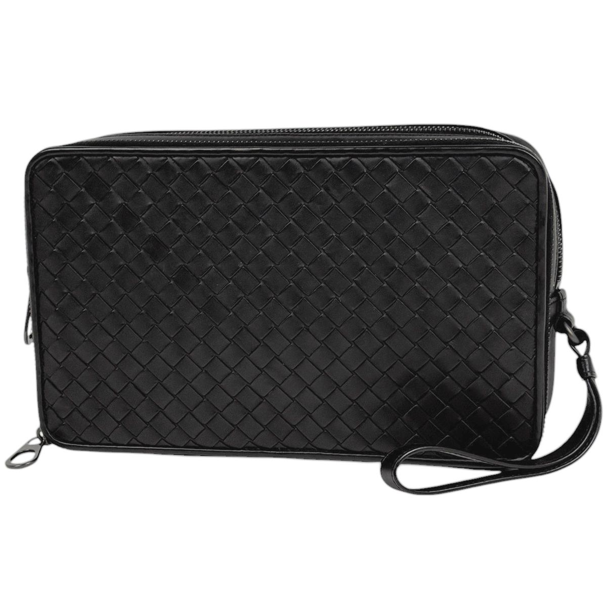 ボッテガヴェネタ BOTTEGAVENETA イントレチャート マルチケース セカンドバッグ レザー ブラック メンズ 【中古】