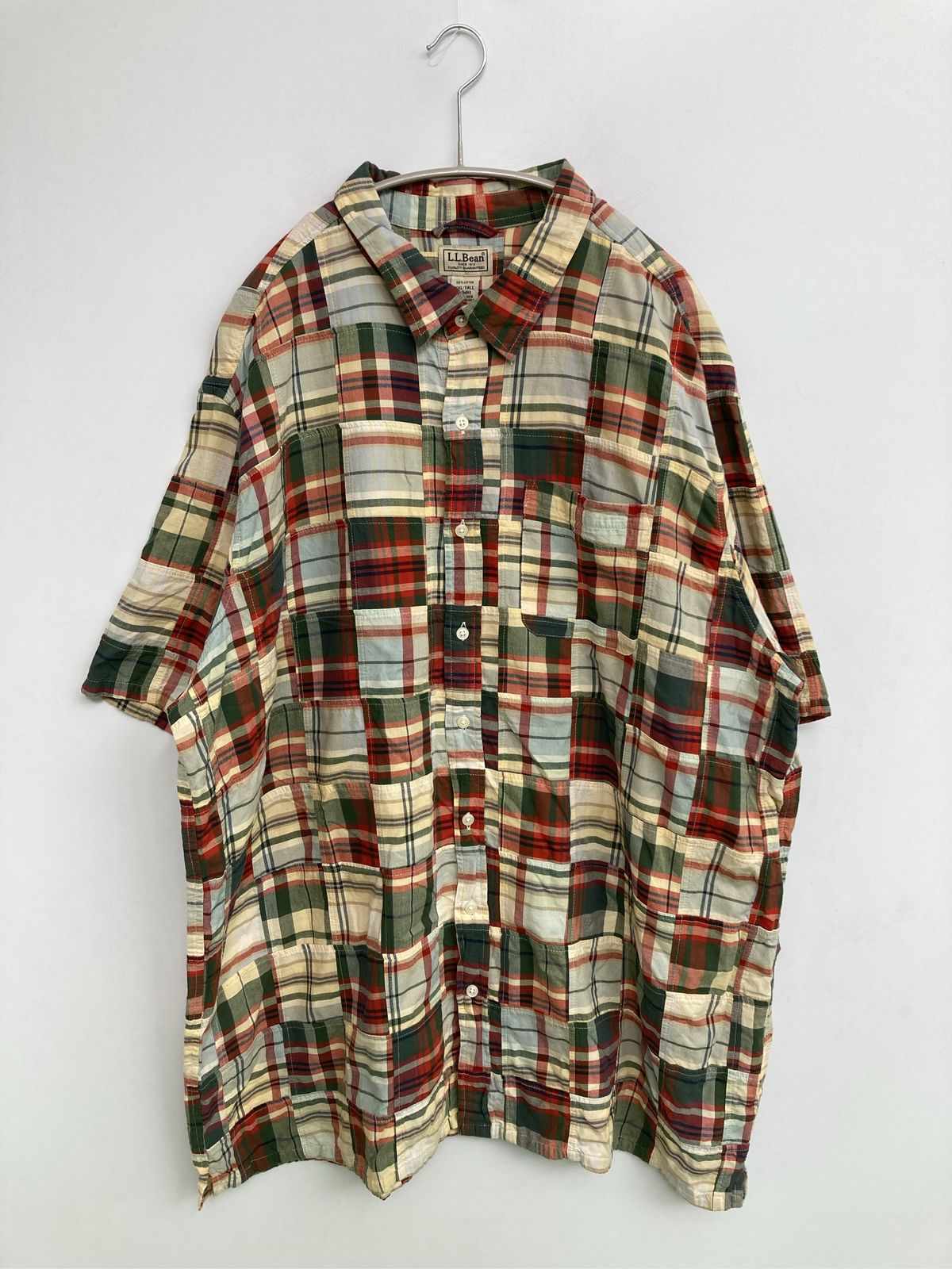 L.L.Bean エルエルビーン シャツ/ブラウス XXL コットン チェック柄 半袖 ロング丈 レギュラーカラー メンズ