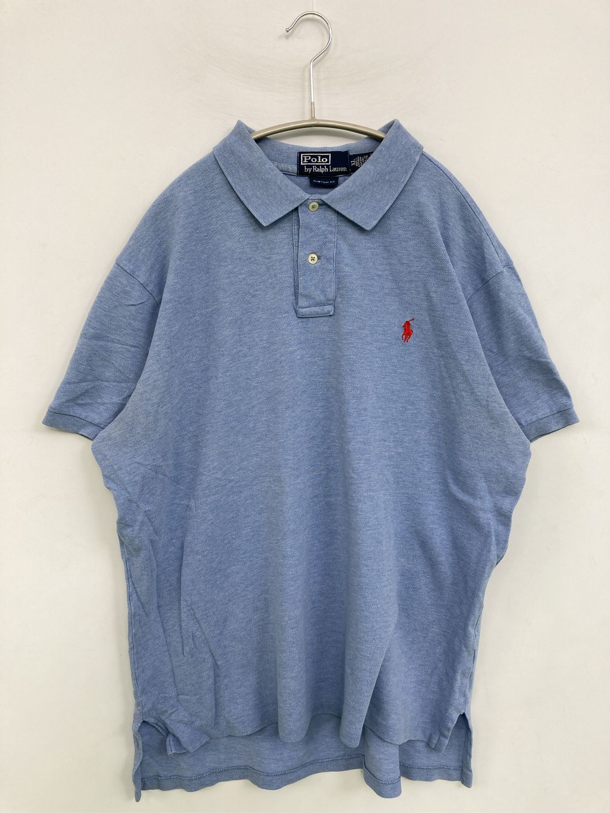 Polo by Ralph Lauren ポロバイラルフローレン ポロシャツ XL スカイブルー 無地 ワンポイント 刺繍 ブランドロゴ 半袖 メンズ