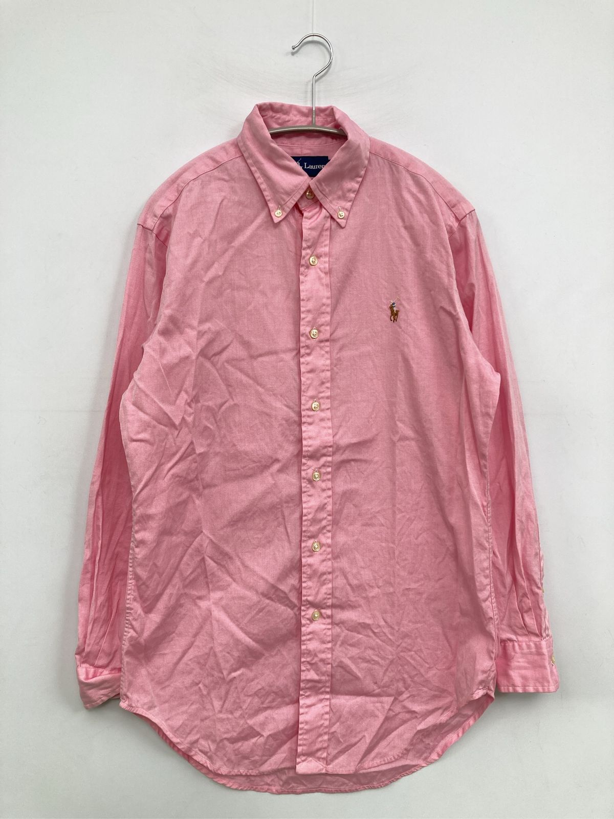 Ralph Lauren ラルフローレン シャツ/ブラウス 14 1/2-37 ピンク コットン 無地 ワンポイント ブランドロゴ ロング丈 長袖 ボタンダウン メンズ