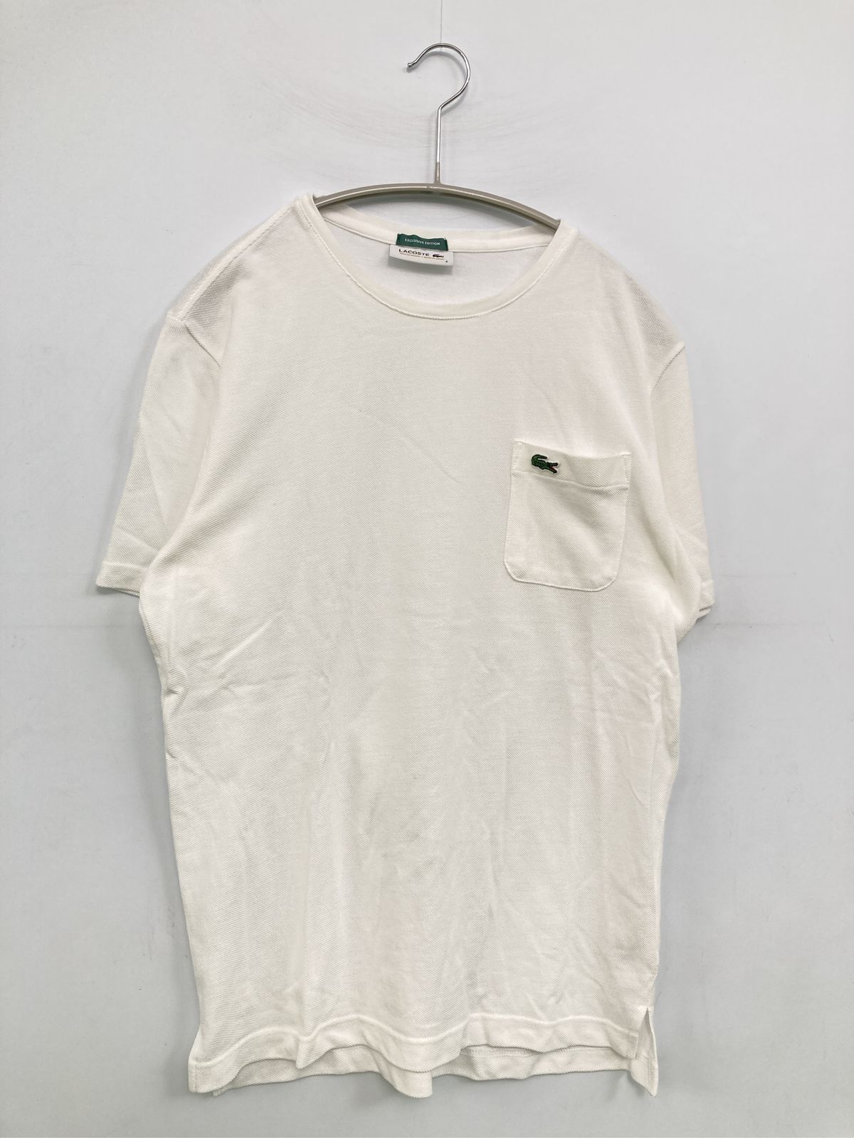 LACOSTE ラコステ Tシャツ/カットソー 4 ホワイト 無地 ワンポイント ブランドロゴ ミドル丈 半袖 ショート丈 クルーネック(丸首) メンズ レディース