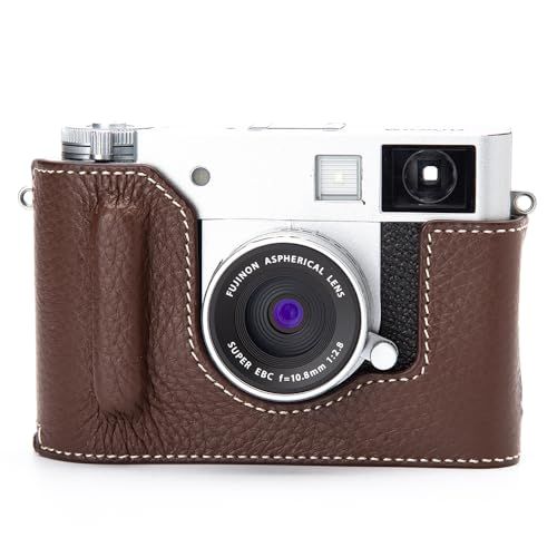 Fujifilm X half専用 レトロな本革手作りのハーフケースカメラ保護カバー (モカブラウン)★ b20e384c