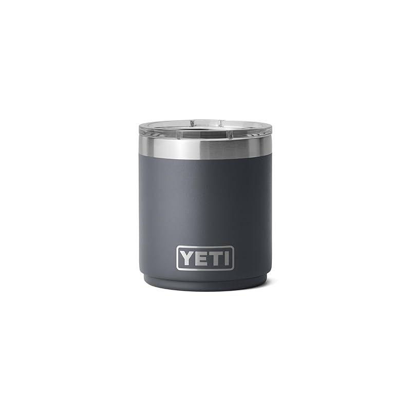 YETI Rambler 10オンス 積み重ね可能 ローボール 2.0 真空断熱 ステンレススチール マグスライダー蓋付き チャコール
