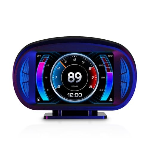 HUD ヘッドアップディスプレイタコメーター OBD2 + GPS デュアル互換システム マルチカーP2、切替可能なUSBポート タコメーター タイムスピード ターボ圧力 水温 燃料温度 電圧表示 疲労運転インジケータ付き警告機能(沖縄・離島 954a6cb7