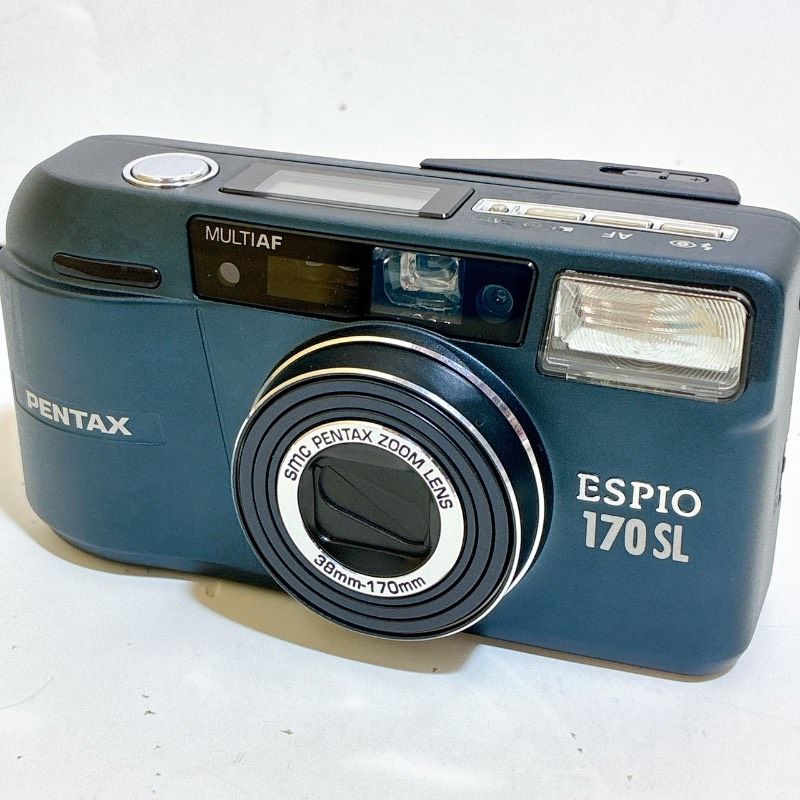 訳あり美品 PENTAX ESPIO 170 SL コンパクト フィルム カメラ ダーク ネイビー 動作品 電池ブタ 割れあり