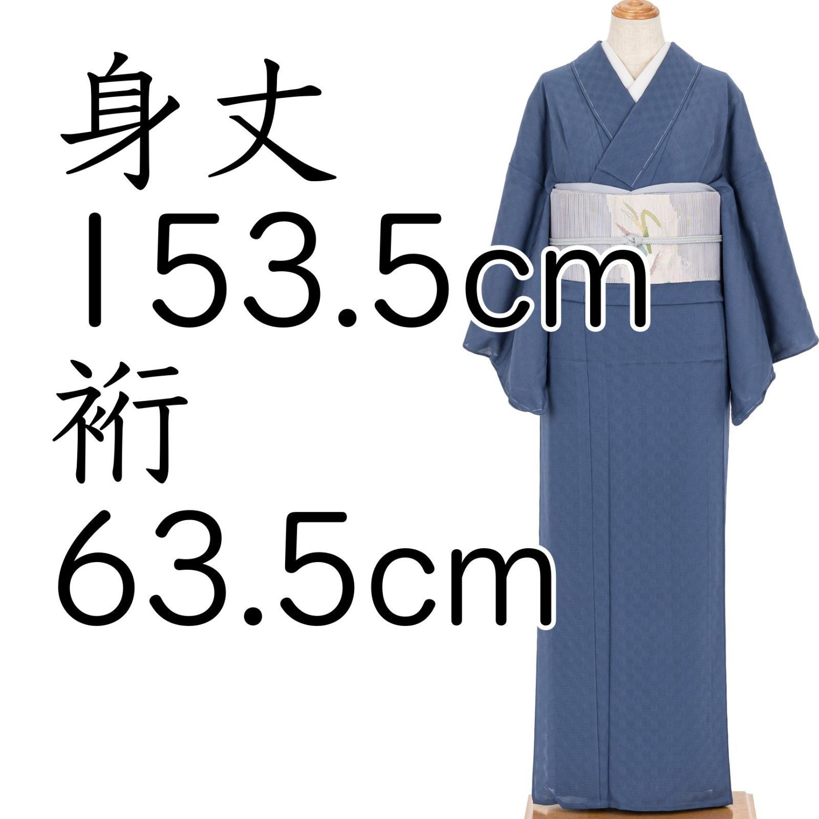 絽　色無地　一つ紋　青