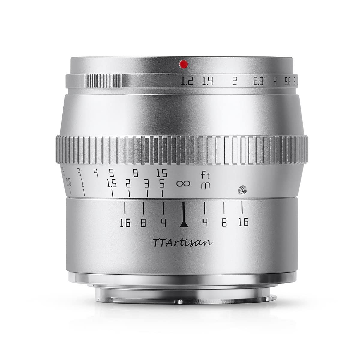 新品 TTArtisan 50mm F1.2 Xマウント 単焦点レンズ APS-C (国内正規品・メーカー2年付) 富士フイルムX マニュアルフォーカス ミラーレスカメラ用 大口径 明るいレンズ 小型 軽量 夜景/ポートレート撮影 シルバー 銘匠光学