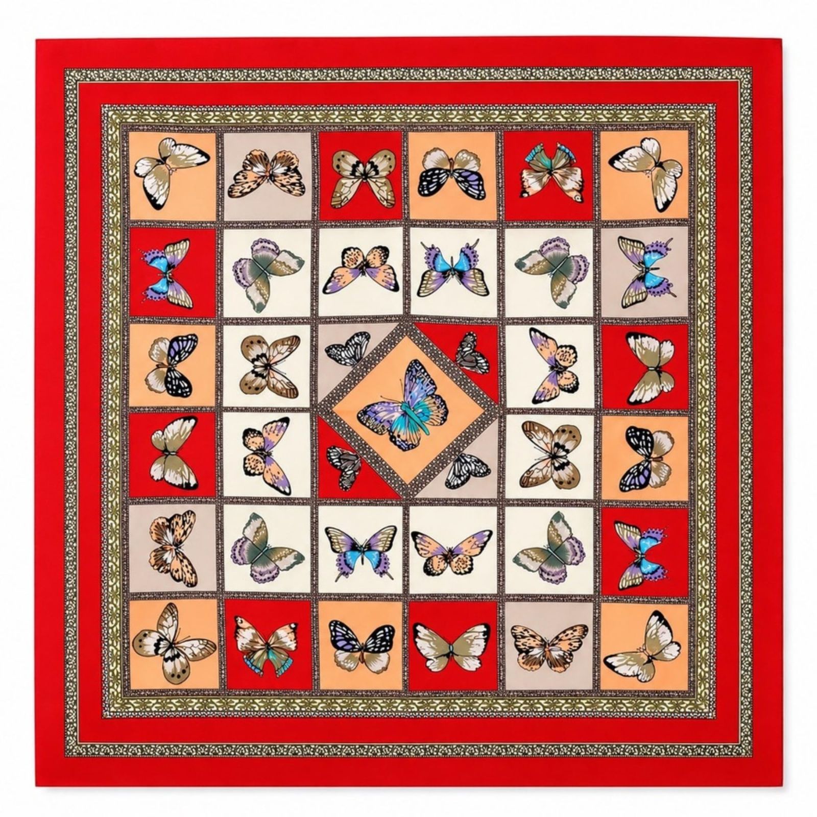 [G.Barsanti&Figli] バルサンティ スカーフ レディース シルク100% 小判 50x50 正方形 イタリア製 オレンジ [オレンジ]