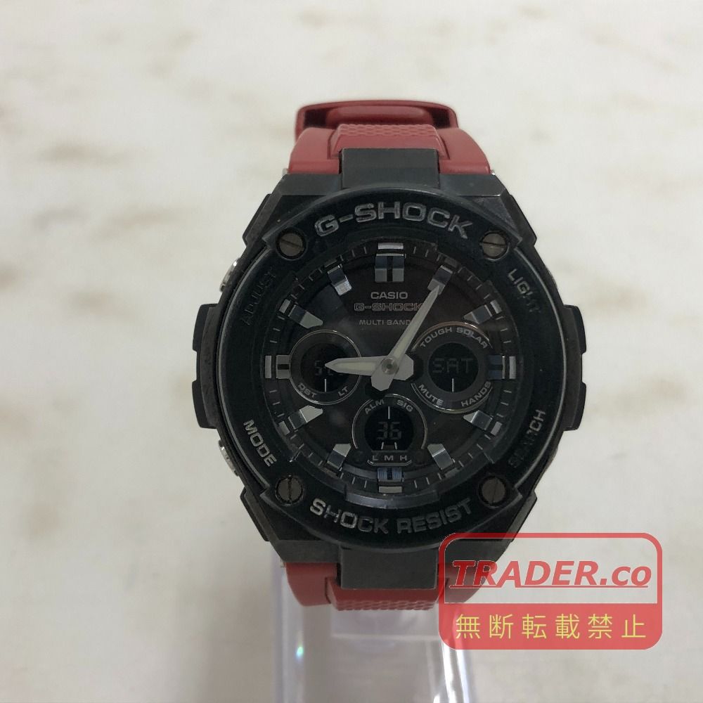 G-STEEL 電波ソーラー GST-W300G-1A4JF メンズ レッド ファッション