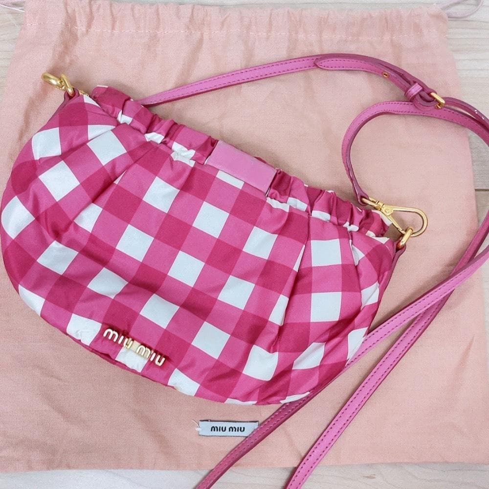 miu miu ミュウミュウ 2way ショルダーバッグ クラッチバッグ ギンガム 