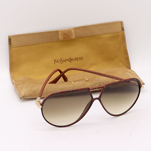 Yves Saint Laurent ブラウン サングラス ケース付き 良品 ケース付き イブサンローラン 眼鏡 ブラウン サングラス/アイ
