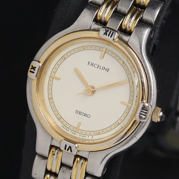 稼働 セイコー エクセリーヌ 7321-0730 QZ ゴールド文字盤 レディース腕時計 HK501 2000000 NSK