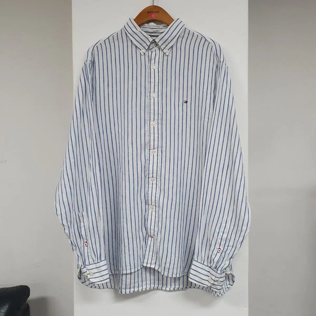 2XL/110 トミーヒルフィガー プレミアム リネン ストライプ シャツ