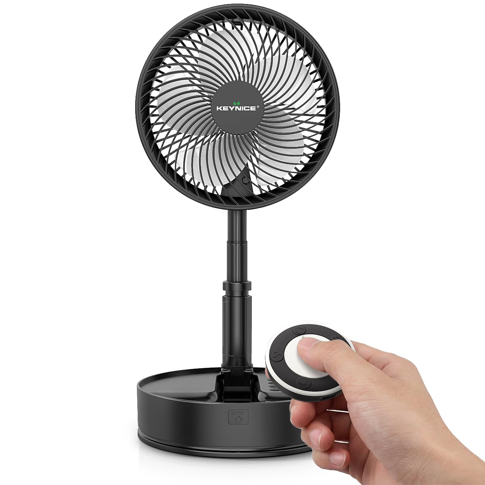 【2026年夏モデル】KEYNICE フロア扇風機 折りたたみ リビング サーキュレーター DCモーター 静音 自動首振り 7200mAh大容量バッテリー 最大30時間連続稼働 充電式 コードレス リモコン付き(ナイトライト/マグネット式) e1eca9e2
