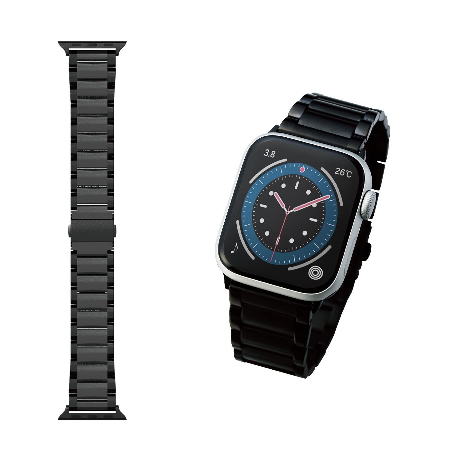 新品 エレコム Apple Watch 41/40/38mm/バンド/プレミアムステンレス/ブラック