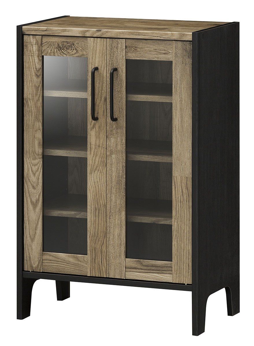 新品 白井産業 キャビネット 約 幅59 奥行36 高さ89 cm 扉付き収納棚 アメリカン テイスト ブラウン ブラック (VNT-9060G ビエンテージ)