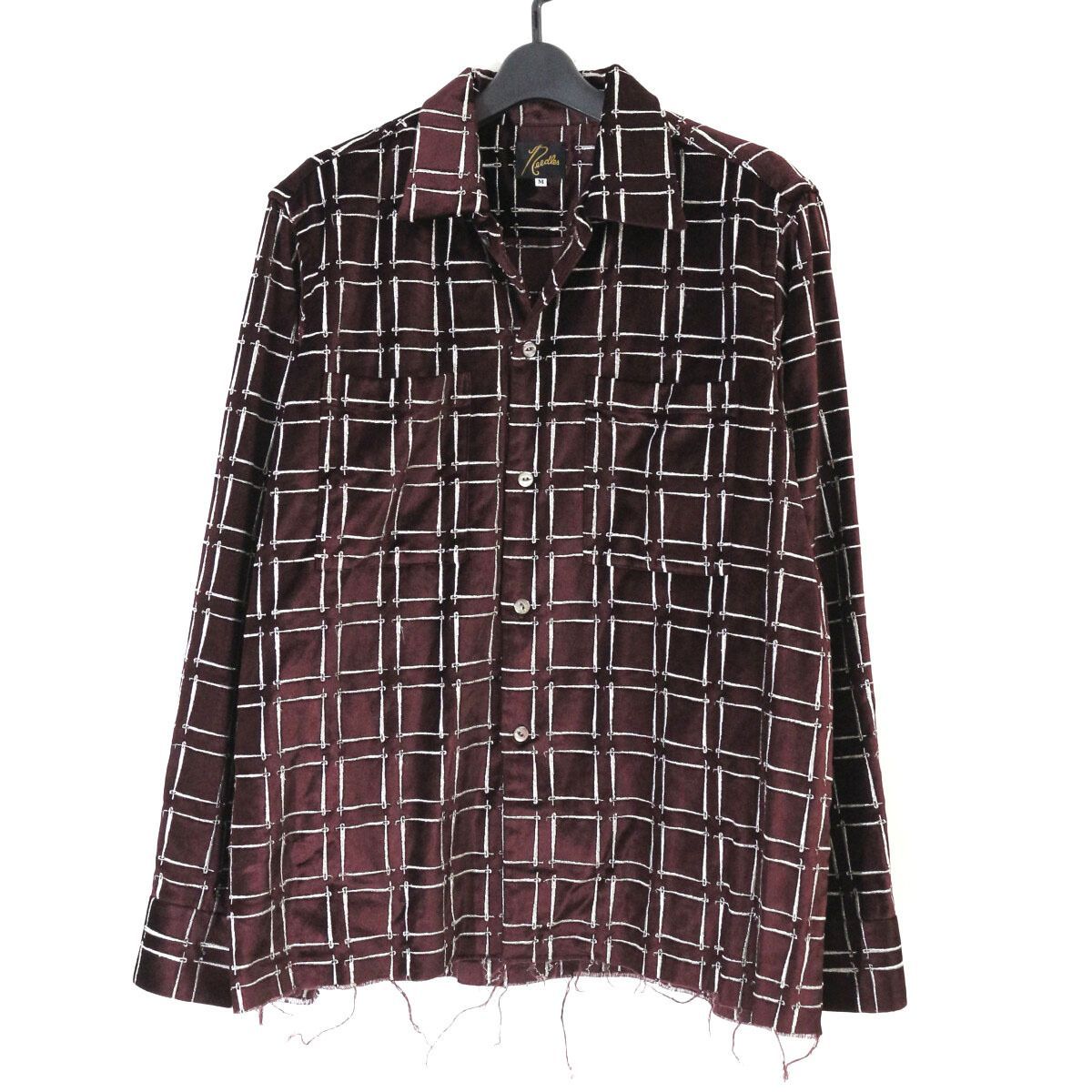 Needles ニードルズ 19AW Cut-Off Botton One-Up Shirt - Needles Emb. C/R Velvet エンブロイダリーベルベットワンナップシャツ M