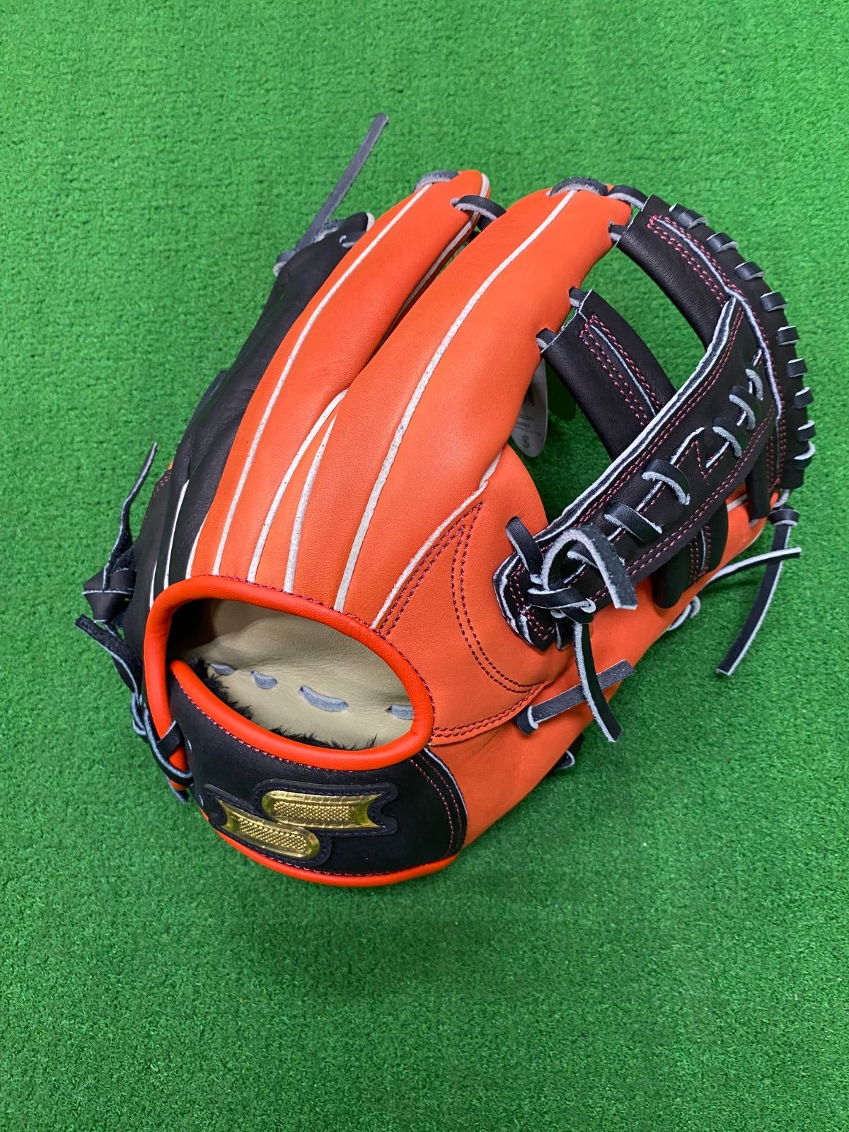 SSK 軟式野球グローブ ブラック ×レデッシュオレンジ 内野用 6L SSK
