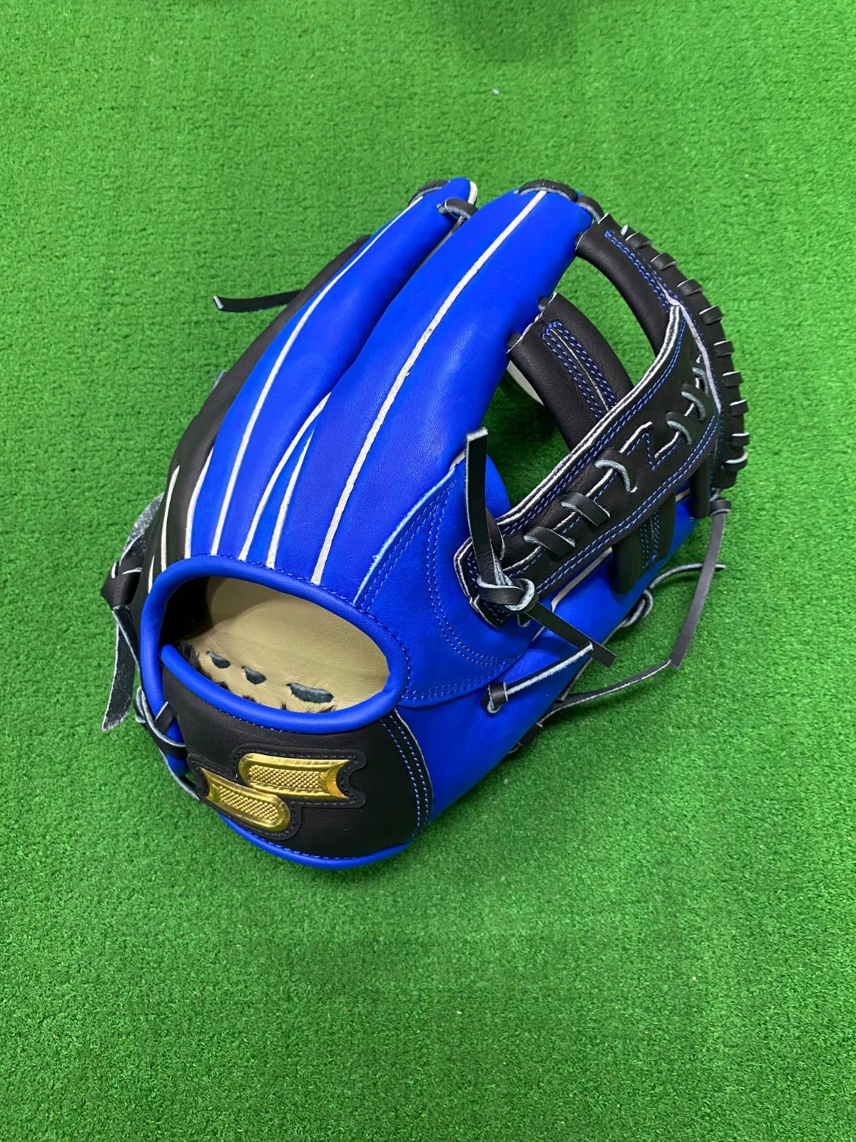 【新品・未使用】SSK 軟式内野手用グローブ ブルー✖︎ブラック右投げ 6L
