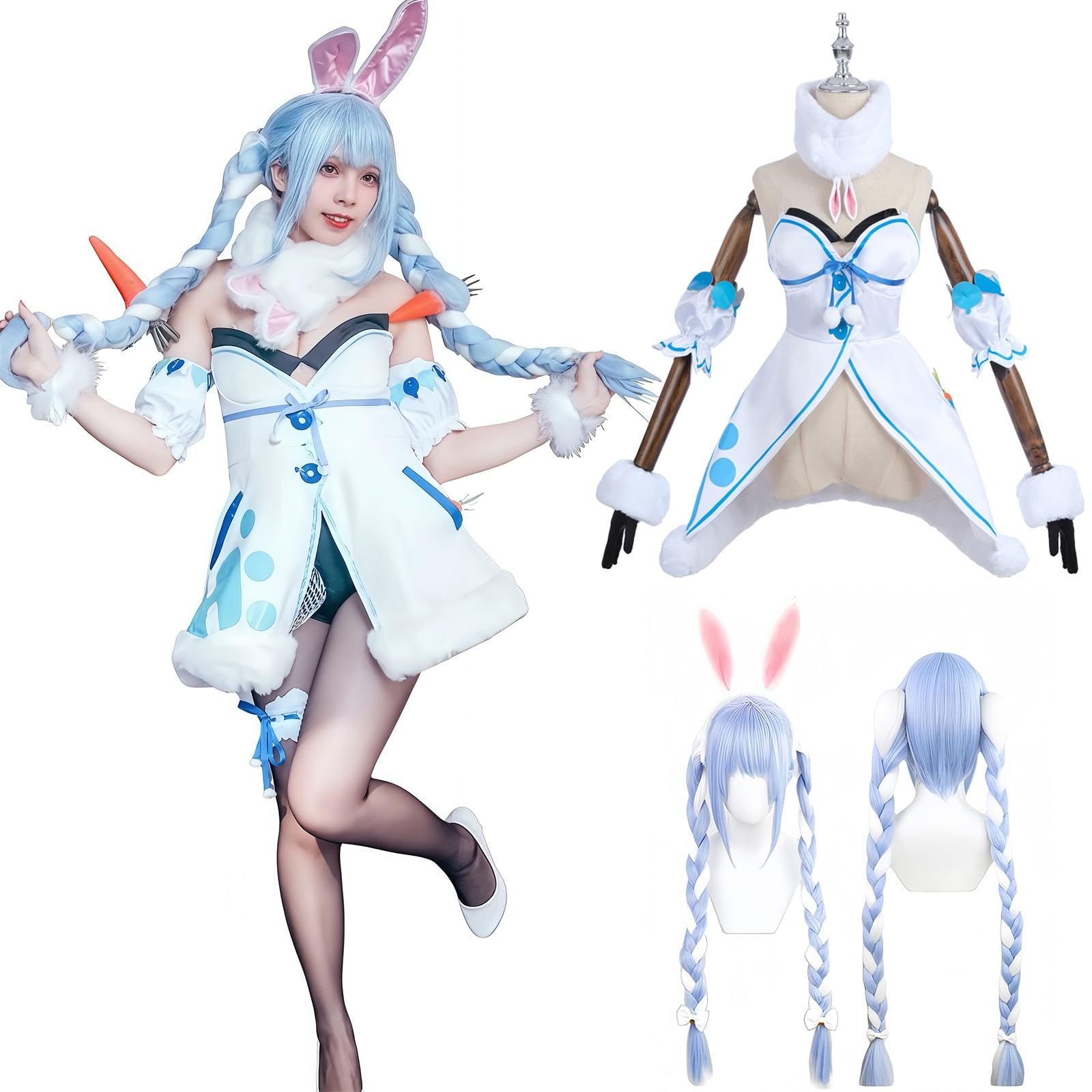 新品 [NOKIJP] ブイチューバー コスプレ 兎田ぺこら コスプレ衣装 Vチューバー コスプレ 兎田 ぺこちゃん ぺこーら コスプレ衣装 バーチャルユーチューバー VTuber cosplay （兎田ぺこら、XXL）