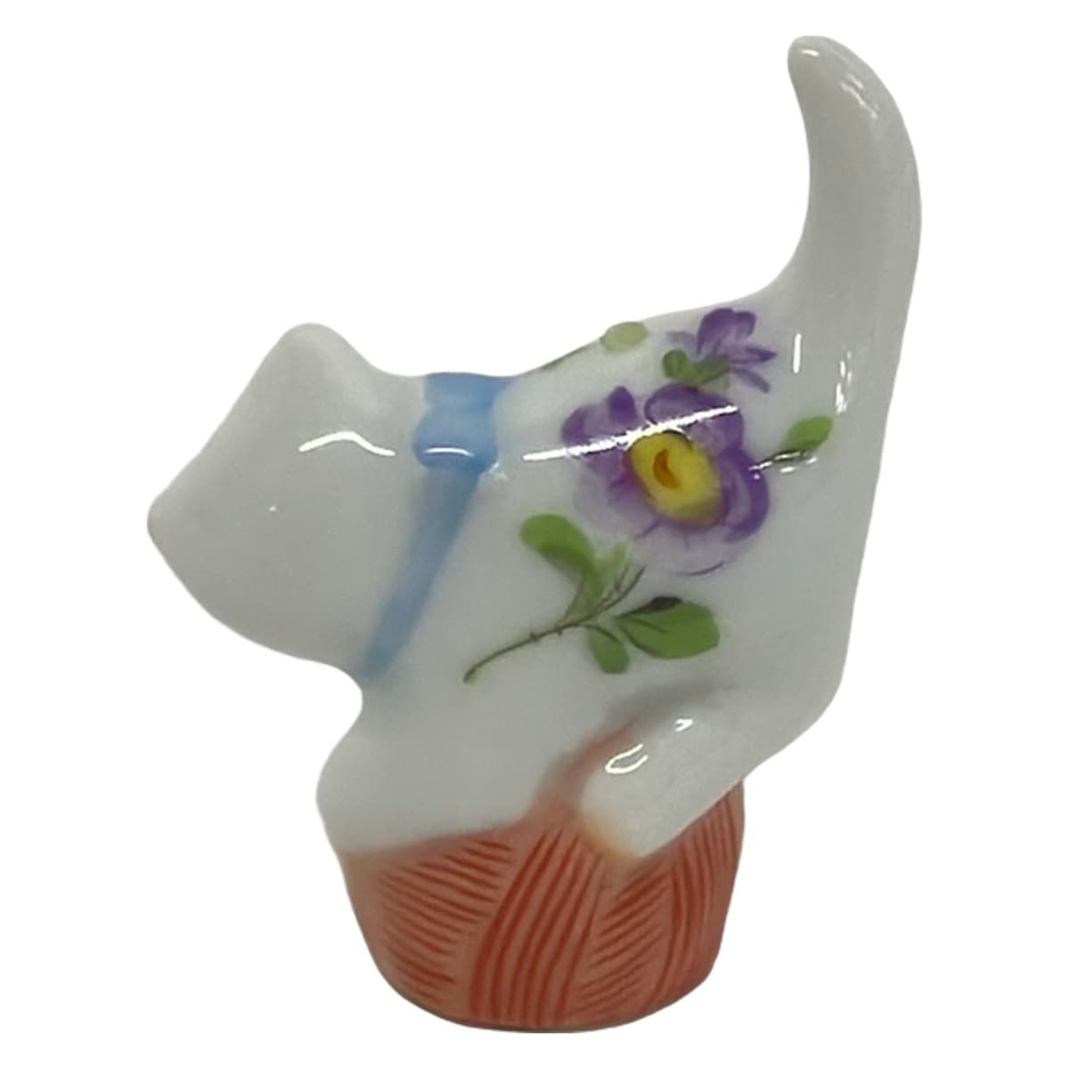 Herend(ヘレンド) 小物美品 - アイボリー×ピンク×マルチ 置物/ネコ 